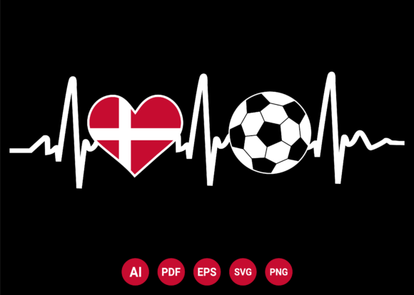 Denmark Flag Football Soccer Heartbeat: A Bold T-Shirt Design