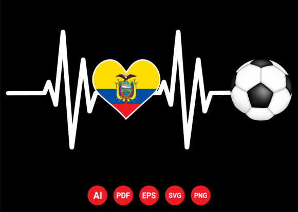 Ecuador Flag Football Soccer Heartbeat: A Dynamic Graphics Asset