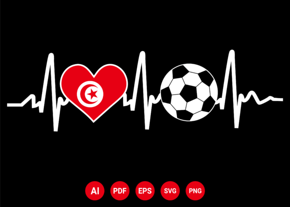 Tunisia Flag Football Soccer Heartbeat: A Bold T-Shirt Design Graphic