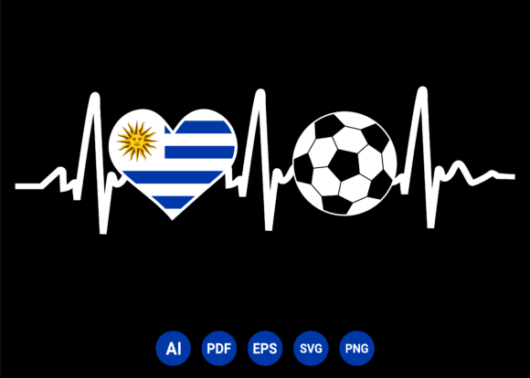 Uruguay Flag Football Soccer Heartbeat: A Graphic T-Shirt Design